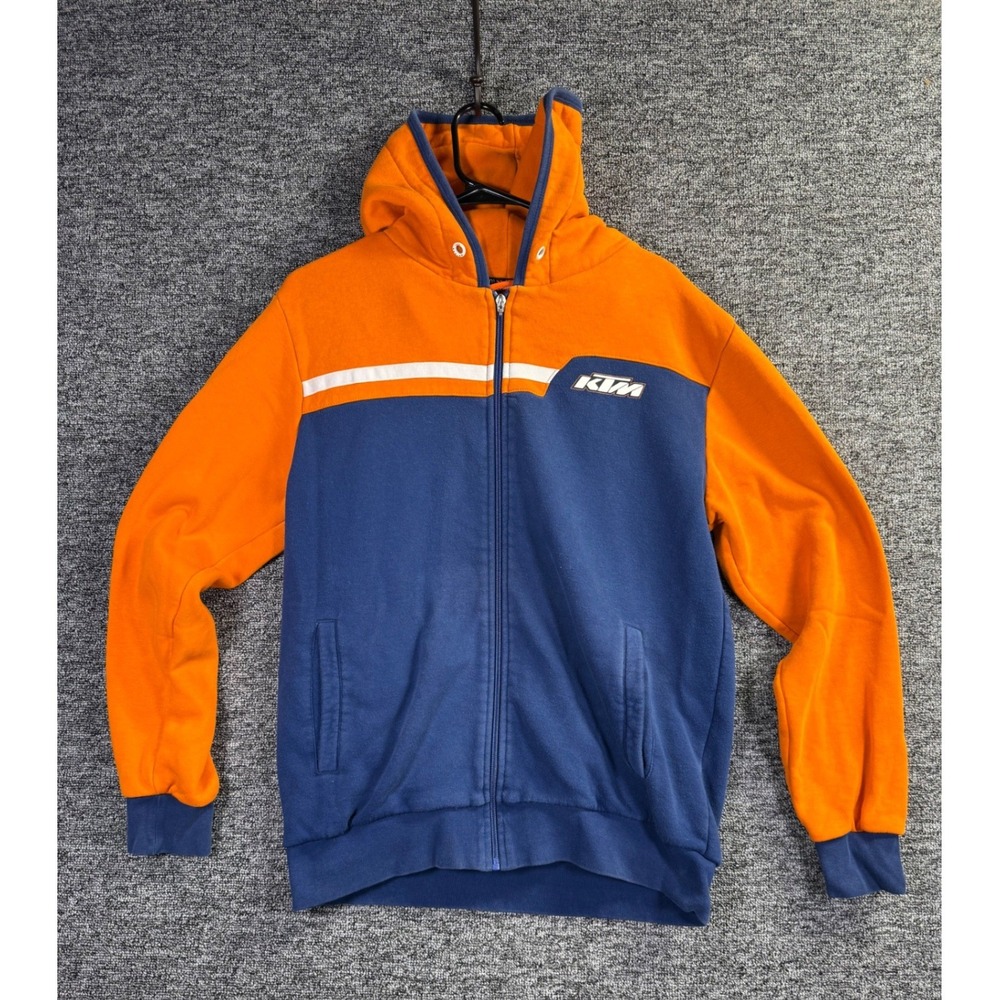KTM Racing Mens Orange Navy Blue Colorblock Full Zip Hoodie Sweatshirt